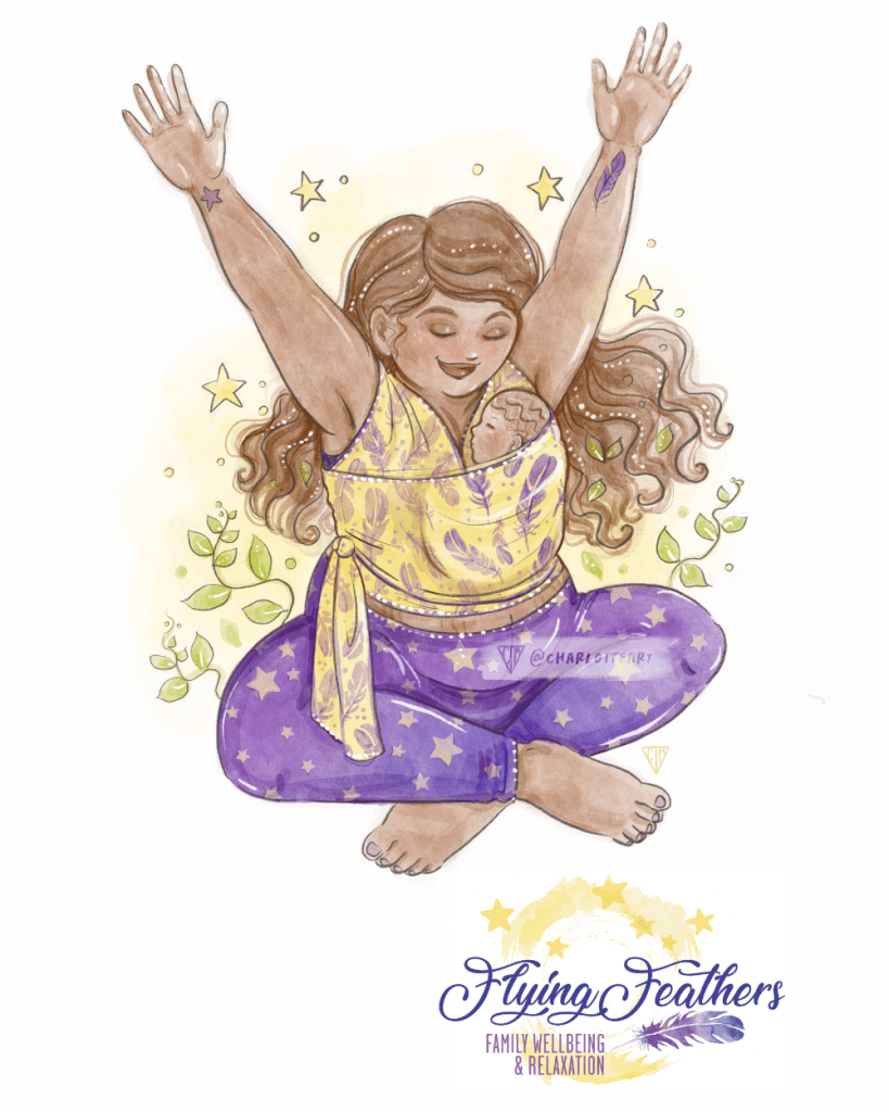 Custom commissions watercolour yoga mother baby wearing